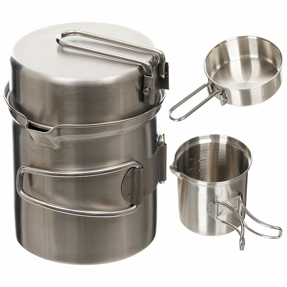 FOX Outdoor Kochgeschirr Edelstahl Topf Pfanne Camping Kochset Campinggeschirr