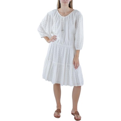 Женское белое платье-туника с вышивкой Lauren Ralph Lauren 6 BHFO 0755