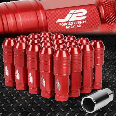J2 ENGINEERING 7075 АЛЮМИНИЙ M12X1.5 20ШТ 70 ММ ГАЙКА С ОТКРЫТЫМ НАКОНЕЧНИКОМ и АДАПТЕРОМ, КРАСНЫЙ