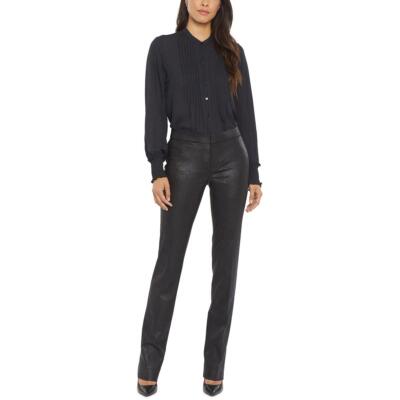 

Брюки NYDJ Womens Black Tummy Control Slim High Rise Straight Leg Pants  BHFO 5356, Raceway snake