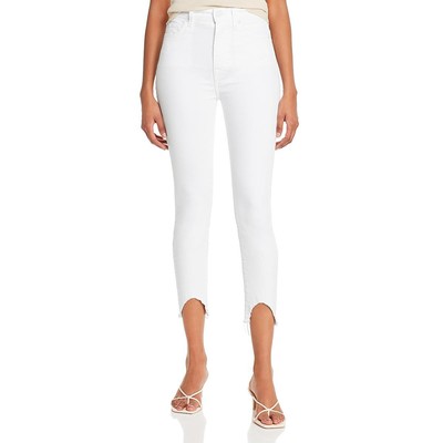 7 For All Mankind Женские укороченные джинсы-скинни на щиколотке с бахромой из белого денима 24 BHFO 8368