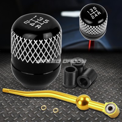 ЗОЛОТИСТЫЙ АЛЮМИНИЕВЫЙ РЫЧАГ ПЕРЕКЛЮЧЕНИЯ ПЕРЕДАЧ С ДВОЙНЫМ ИЗГИБОМ И ЧЕРНОЙ 5-СТУПЕНЧАТОЙ СЕТЧАТОЙ РУЧКОЙ ДЛЯ EK/ EJ/ EG/DC