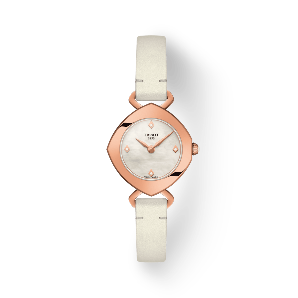 Pre-owned Tissot Femini-t White Mother Of Pearl Rose Gold Petite Watch T1131093611600