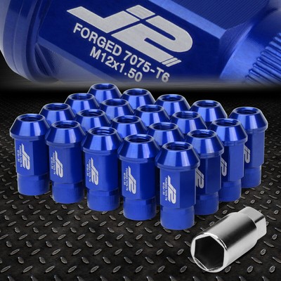 J2 ENGINEERING 7075 АЛЮМИНИЙ M12X1.5 20ШТ 44 ММ ГАЙКА С ОТКРЫТЫМ НАКОНЕЧНИКОМ с АДАПТЕРОМ СИНЕГО ЦВЕТА