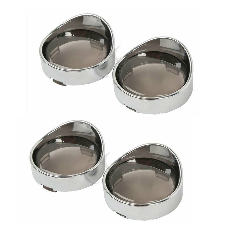 4x Turn Signal Light Lens Cover Smoke Bezels Visor Fit For Harley Softail Dyna