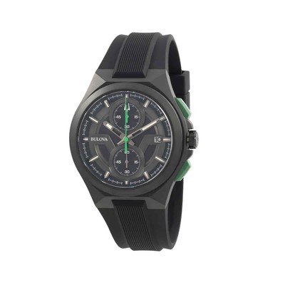 Pre-owned Bulova Maquina Chronograph Quartz Black Dial Men's Watch 98b381