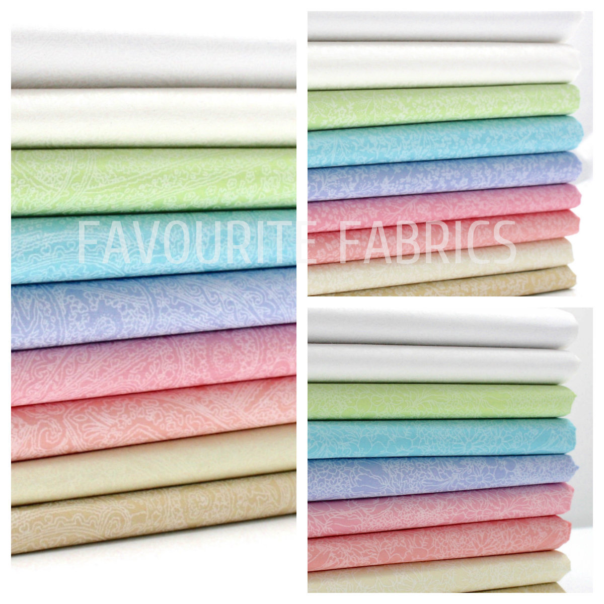 Pastell Ton IN 100% Baumwolle Stoff Blumenmuster Paisley Weiß Natürlich