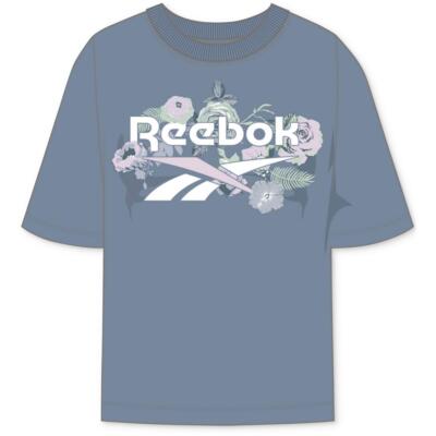 

Reebok Женская синяя футболка с логотипом и цветочным принтом Топ  BHFO 2694, Blue slate