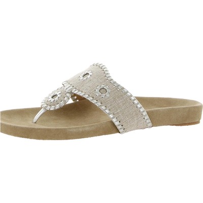 

Женские бежевые кожаные шлепанцы Jack Rogers 10 Medium (B,M) BHFO 2398, White silver, 113221SA03