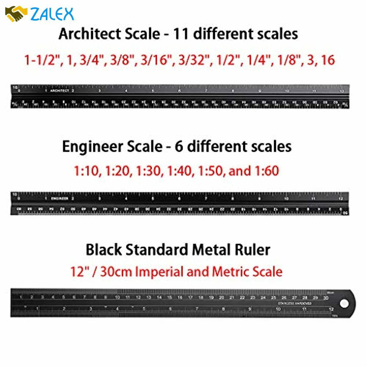 ownmy 3 pack 12 inch solid aluminum triangular architect scale ruler