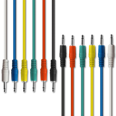 AxcessAbles 1/8 3.5mm TS Unbalanced Mono Synth Patch Cables MultiColor 1.5F 6PK