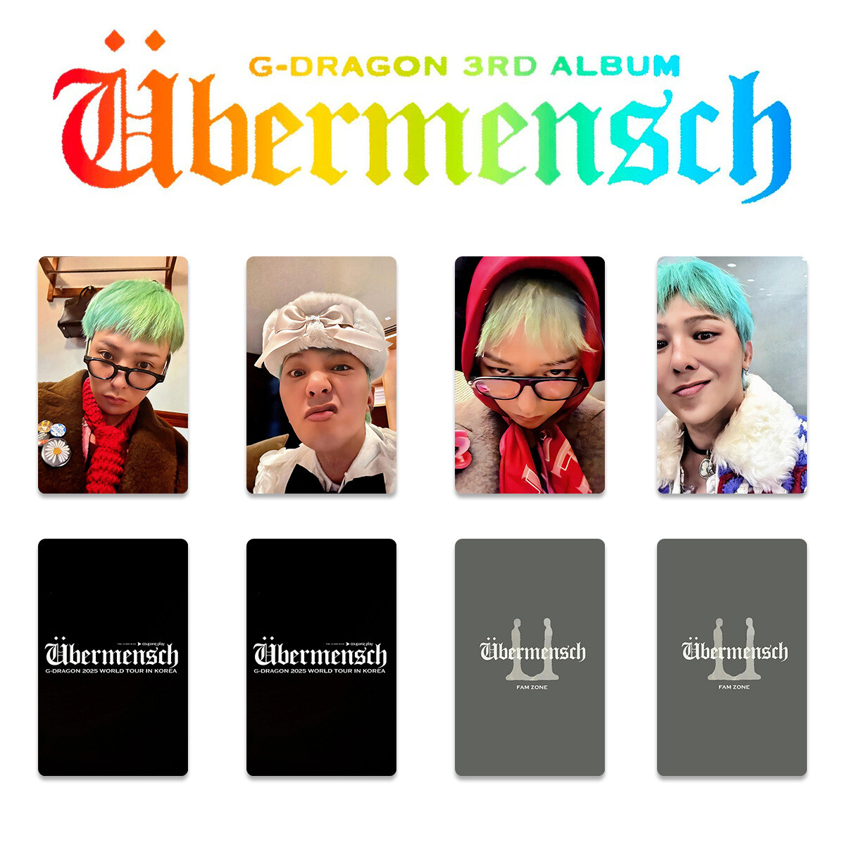 G-DRAGON トレカ　ÜBERMENSCH アルバム　グローバル　USA 4pcs/set G-DRAGON 3rd Album Übermensch Photo Cards Self Made