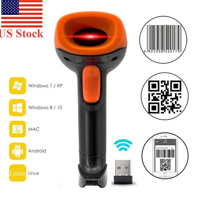2.4Ghz Wireless & USB Wired Barcode Scanner 1D/2D/QR Laser Barcode Reader T4G5