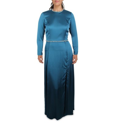 

Ieena for Mac Duggal Женское синее атласное вечернее платье  BHFO 8704, Saphhire