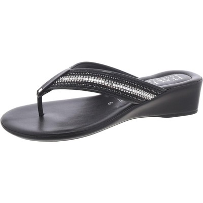 Italian Shoemakers Womens Pacoo    Black Thong Sandals 6 Medium (B,M) BHFO 5842