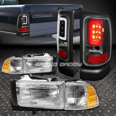 ХРОМИРОВАННЫЙ КОРПУС ФАРЫ + ЧЕРНЫЙ ПРОЗРАЧНЫЙ 3D СВЕТОДИОДНЫЙ ЗАДНИЙ СТОП-СИГНАЛ ДЛЯ 94-02 DODGE RAM