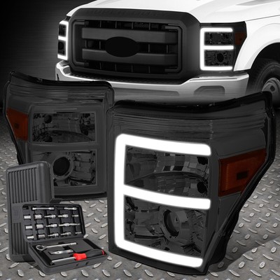 ДЛЯ 11-16 ФАР ПРОЕКТОРА FORD SUPER DUTY LED DRL + НАБОР ИНСТРУМЕНТОВ ДЫМЧАТЫЙ/ЯНТАРНЫЙ