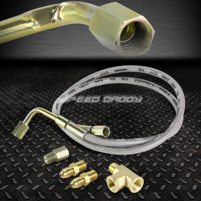 ОПЛЕТЕННЫЙ ТУРБОНАГНЕТАТЕЛЬ T3/T4 С ТУРБОНАДДУВОМ ИЗ НЕРЖАВЕЮЩЕЙ СТАЛИ, ЛИНИЯ ПОДАЧИ 36OIL + ТРОЙНИК 1/8 NPT