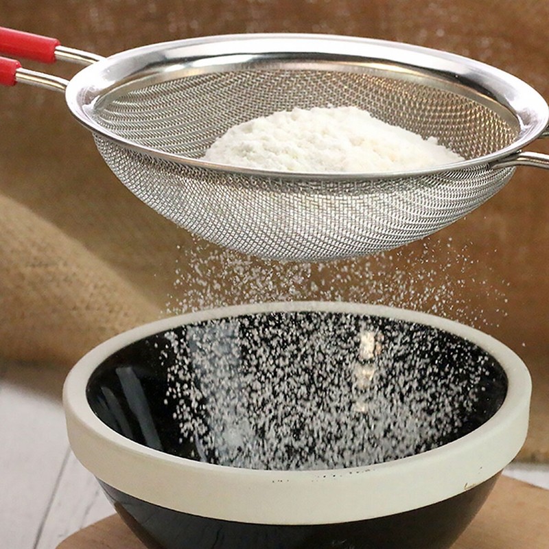 Mehlsieb Sieb Edelstahldraht Mesh Food Griddle Hand Küchenwerkzeug Mehlsieb