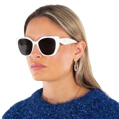 Pre-owned Prada Grey Butterfly Ladies Sunglasses Pr 19zs 1425s0 55 Pr 19zs 1425s0 55 In Gray