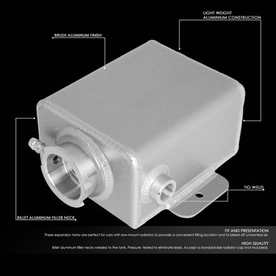 Universal Aluminum Radiator Coolant Expansion Overflow Tank Reservoir 1.25 QT