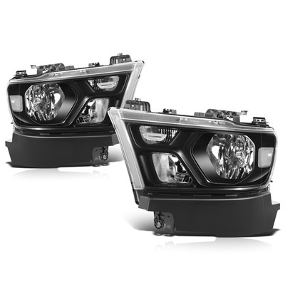 For 19-24 Ram 1500 Factory Style Headlights Assembly Black Housing Clear Corner