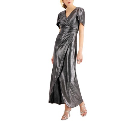 

Женское платье макси с запахом серебристого цвета металлик NW Nightway  BHFO 4616, Gunmetal
