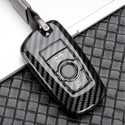 For BMW 4 Button Carbon Fiber Smart Car Key Case Cover Fob Holder Accessories