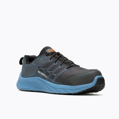 Pre-owned Merrell Work Men's Moab Flight Carbon Fiber Sd Work Shoe Black/steel - J005627, In Silver