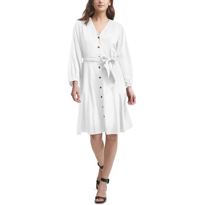 

Calvin Klein Женское дневное платье-рубашка длиной до колена цвета слоновой кости  BHFO 0115, Cream