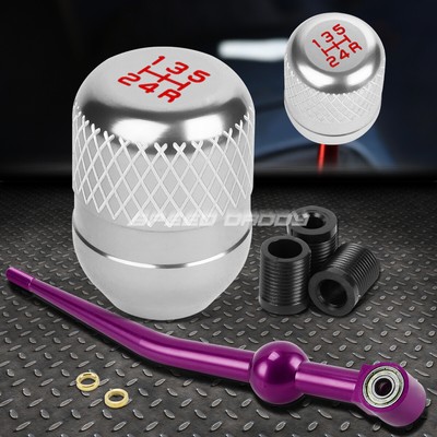 КОРОТКИЙ ПЕРЕКЛЮЧАТЕЛЬ ПЕРЕДАЧ ИЗ ФИОЛЕТОВОГО АЛЮМИНИЯ С ОДНИМ ИЗГИБОМ + СЕРЕБРИСТАЯ 5-СТУПЕНЧАТАЯ РУЧКА С СЕТКОЙ ДЛЯ EK/ EJ