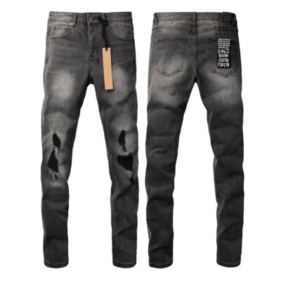  KSUBI Men's Smoke Gray Patch Pants High Street Distressed Jeans Size28-38