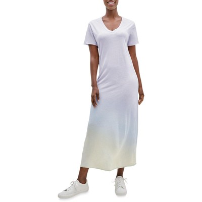 Великолепное женское платье-футболка из фиолетового джерси с короткими рукавами и V-образным вырезом XL BHFO 5390