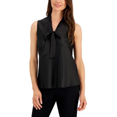 Женская атласная блузка с галстуком-бабочкой Kasper Shell Shirt BHFO 1850
