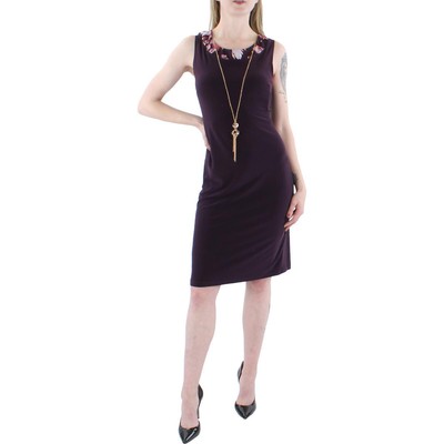 R&M Richards Womens Purple Knit Sleeveless Work Shift Dress 10 BHFO 3425