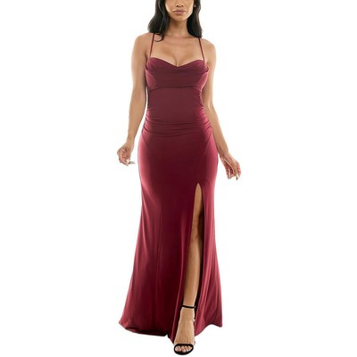 Женское красное вечернее платье макси без рукавов с изумрудным пломбиром для юниоров L BHFO 3836