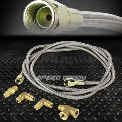 ЛИНИЯ ПОДАЧИ ТУРБОНАДДУВА T3/T4 С ОПЛЕТКОЙ ИЗ НЕРЖАВЕЮЩЕЙ СТАЛИ НА 77% + ТРОЙНИК 1/4 NPT