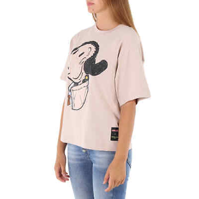 Pre-owned Moncler Ladies Medium Beige Olivia Oyl Graphic Print T-shirt