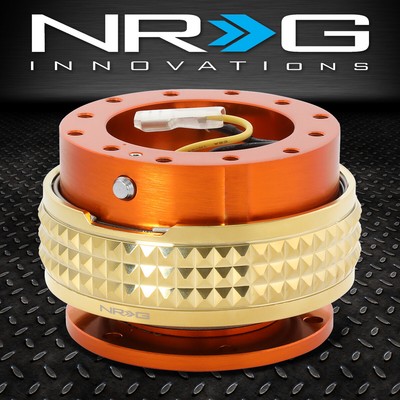 БЫСТРОРАЗЪЕМНОЕ АЛЮМИНИЕВОЕ РУЛЕВОЕ КОЛЕСО NRG С 6 БОЛТАМИ 2.1 ОРАНЖЕВОЕ/ЗОЛОТОЕ КОЛЬЦО В ФОРМЕ ПИРАМИДЫ