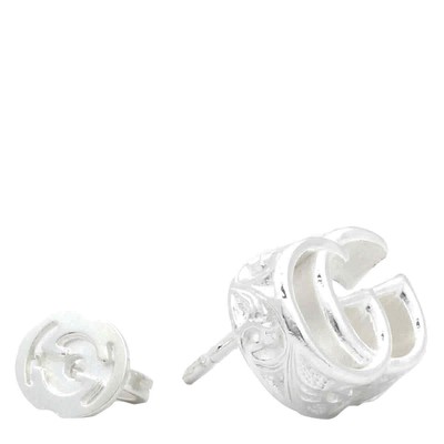 Pre-owned Gucci Sterling Silver Gg Marmont Logo Earrings - Ybd770758001
