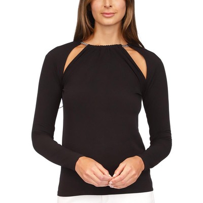 Женская черная футболка с вырезами и цепочкой MICHAEL Michael Kors S BHFO 7029