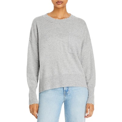 Женский серый кашемировый свитер с круглым вырезом из потертого кашемира цвета морской волны XS BHFO 8758