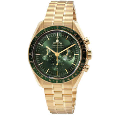 Мужские часы Omega Speedmaster Moonwatch с хронографом и ручным заводом, зеленый циферблат
