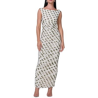 AFRM Womens Ivory Ruched Polka Dot Full Length Bodycon Dress S BHFO 9572