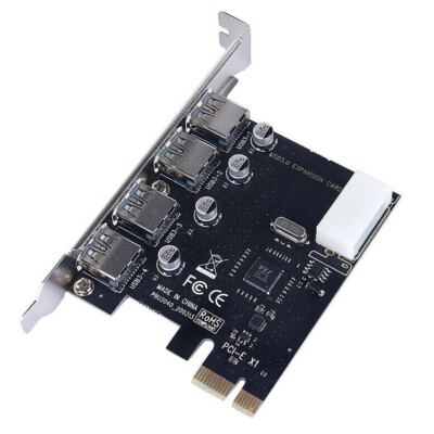 4-Port 5Gbps PCI-E Express to USB 3.0 Controller Expansion Card Adapter for PC