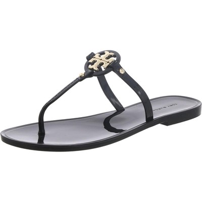 Женские черные удобные босоножки-стринги с круглым носком Tory Burch 7 среднего размера (B, M) BHFO 3918