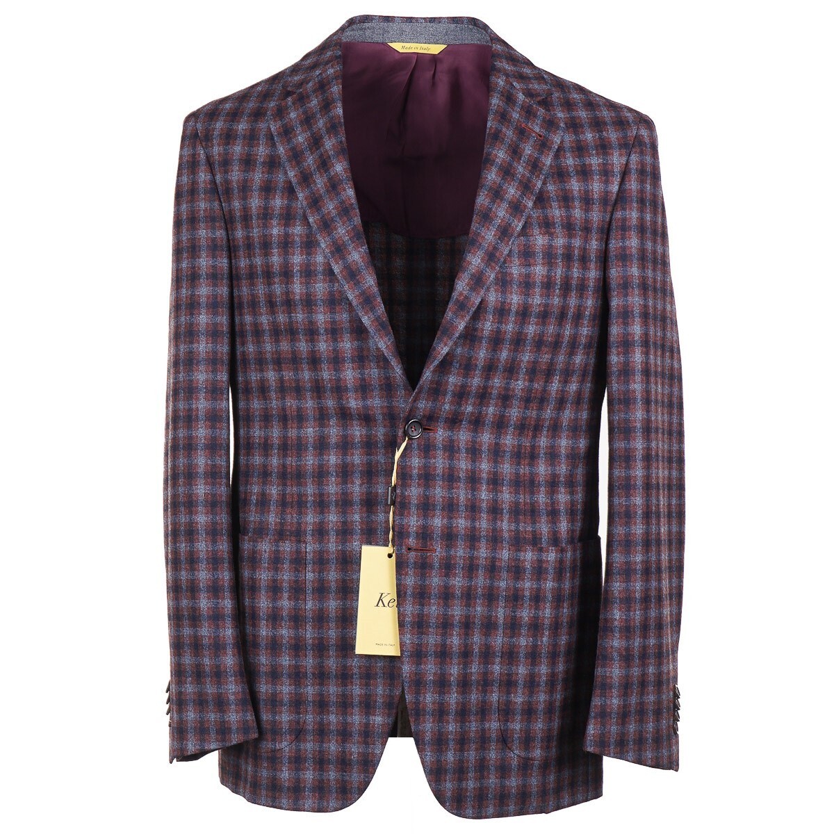 Pre-owned Canali 'kei' Rust-navy-gray Check Soft Flannel Wool Sport Coat 40r (eu 50) In Orange