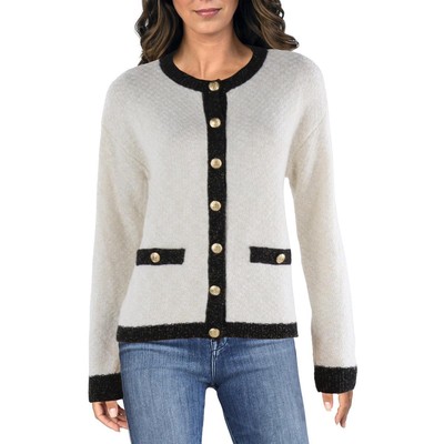 BCBGeneration Womens Ivory Knit Metallic Cardigan Sweater Jacket L BHFO 2130
