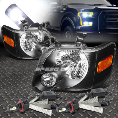 ЧЕРНАЯ ФАРА + ЯНТАРНЫЙ УГОЛОК + БЕЛАЯ СВЕТОДИОДНАЯ СИСТЕМА 6000K ДЛЯ FORD EXPLORER 06-10