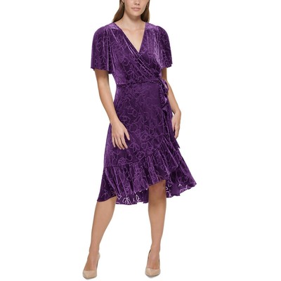 Женское фиолетовое облегающее платье с V-образным вырезом и коротким рукавом Calvin Klein 8 BHFO 6801